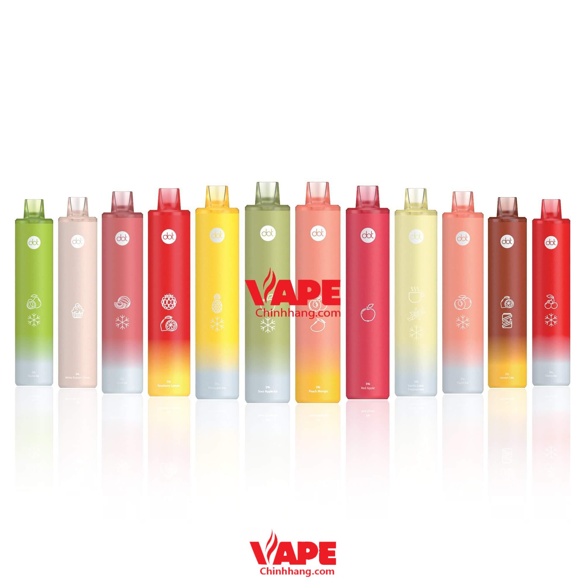 Danh sách hương vị của Dotmod: Dot Disposable 2000 Hơi