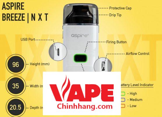 Aspire Breeze NXT Pod Kit - tính năng