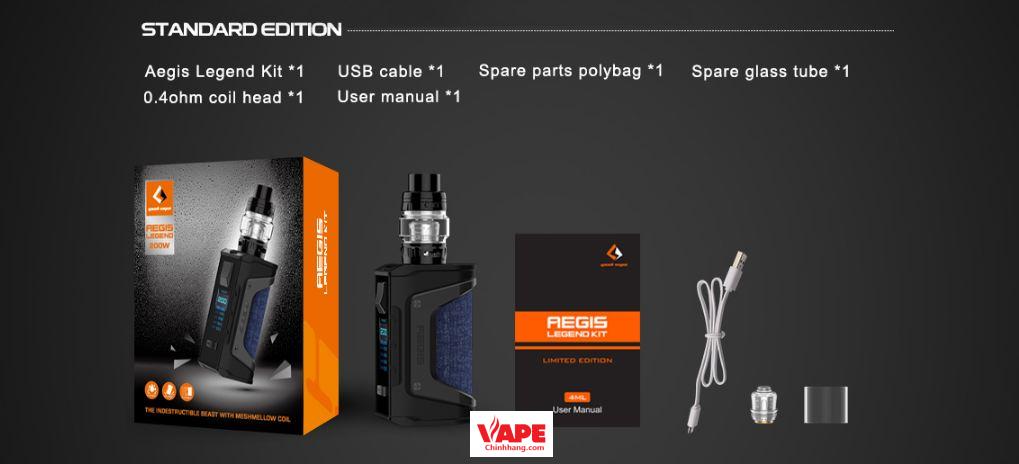 Bộ sản phẩm Geekvape Aegis Legend 200W bản Alpha Tank bao gồm