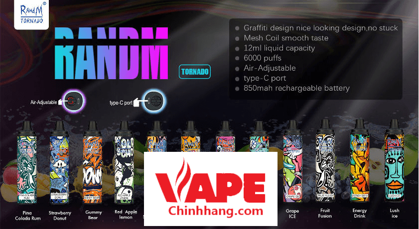 Bảng mùi vị của Randm Tornado 6000 hơi
